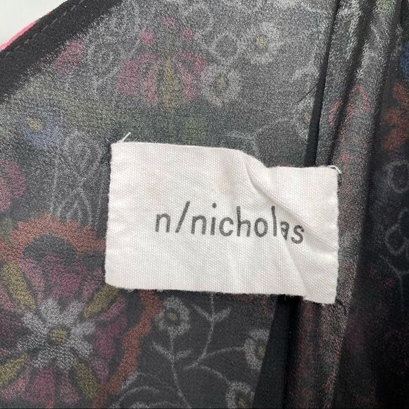 N/Nicholas Floral Boho Tier Adjustable Tie Strap Mini Eyelet Dress w Pockets - Picture 5 of 8